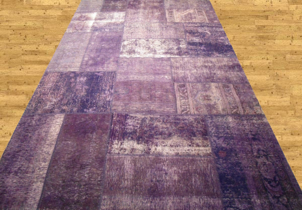 Patch Work & Over Dyed  Runner Rug